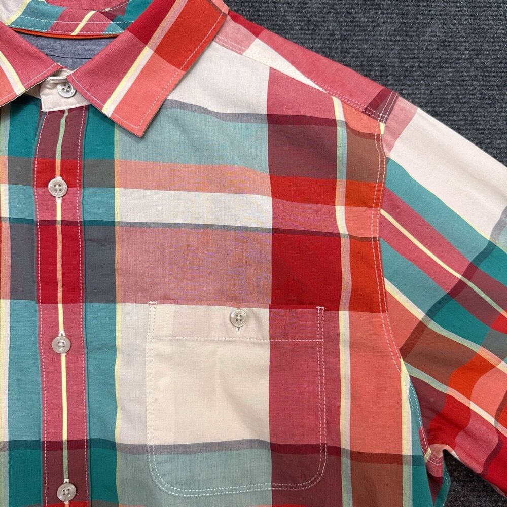 The North Face Multi Plaid Short Sleeve Button Up Shirt Cotton Blend L - Picture 2 of 8